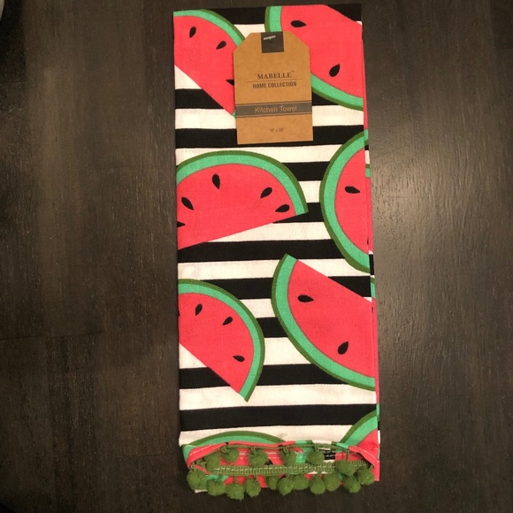 Set of 2 Pink Watermelon Kitchen Towel & Yellow Pineapple Towel 16" x 28" - Picture 3 of 9